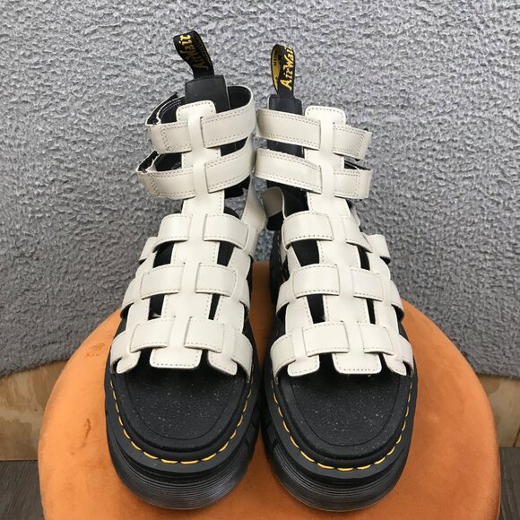 Dr. Martens Ricki Gladiator Sandals Size 10 US / 8 UK White Leather Platform Chu - Picture 1 of 8